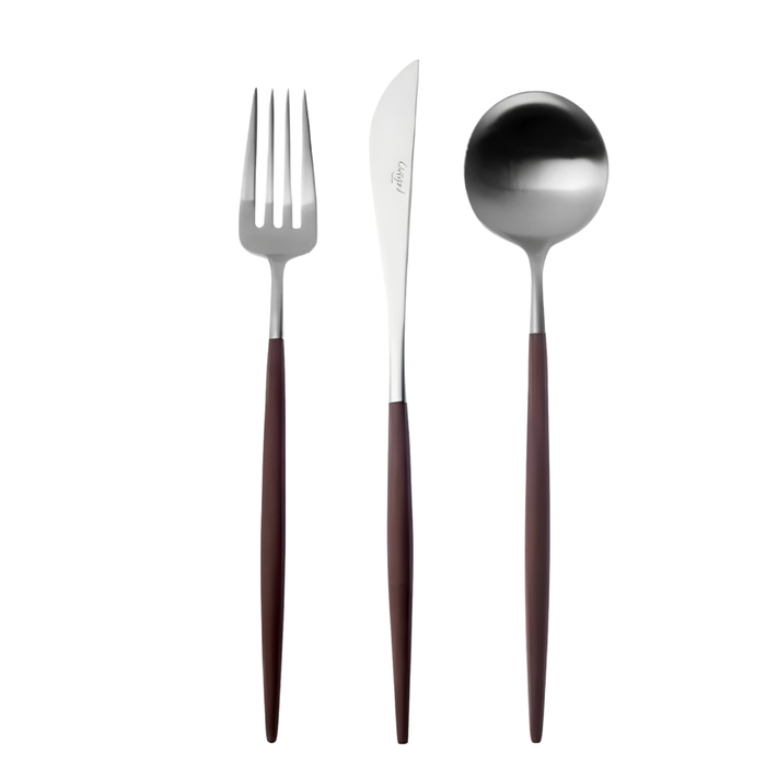 Cutipol GOA 3-Piece Dinner Flatware Set - Brown/Silver