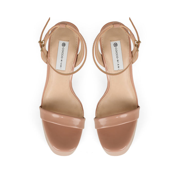 Darla Platform Sandal Nude Patent Leather, view 4