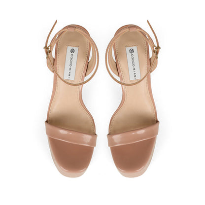 Darla Platform Sandal Nude Patent Leather, view 4