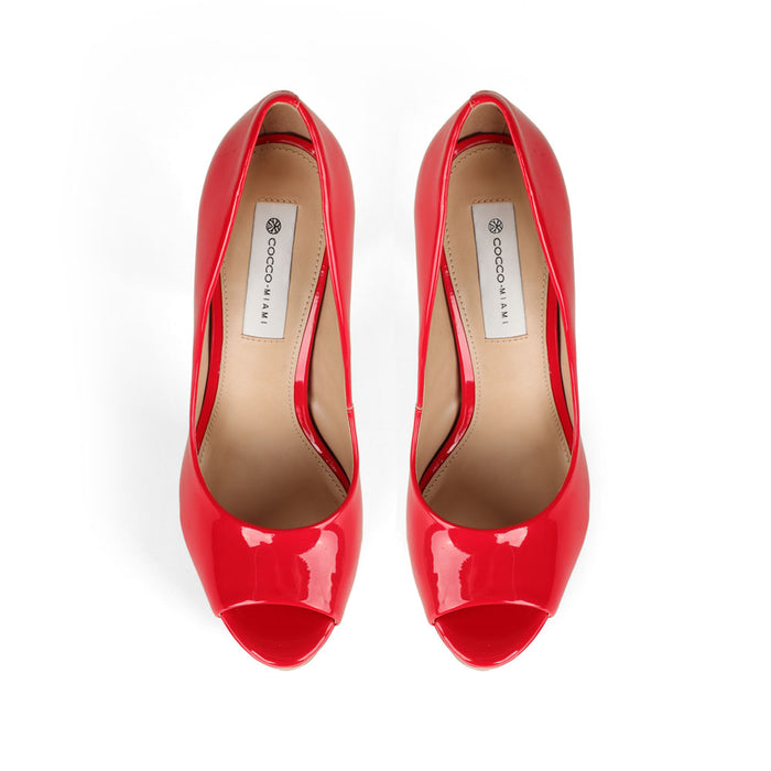 Deisi Peep Toe Red Patent Leather, view 4