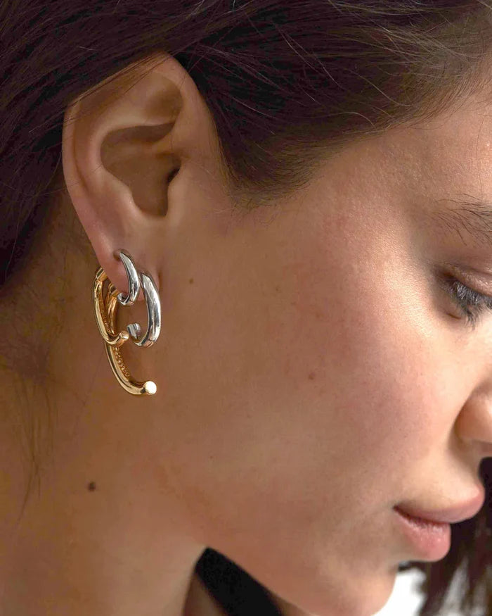 DEMARSON New York – Mini Luna Earrings Two Tone Gold Silver
