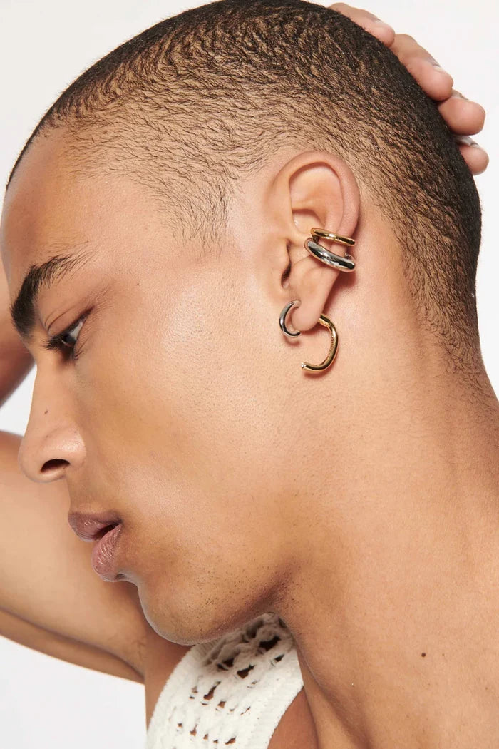DEMARSON New York – Mini Luna Earrings Two Tone Gold Silver