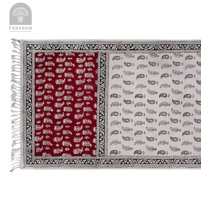 Dual Harmony Runner, Rectangular Cotton Tablecloth, Handmade Faranam