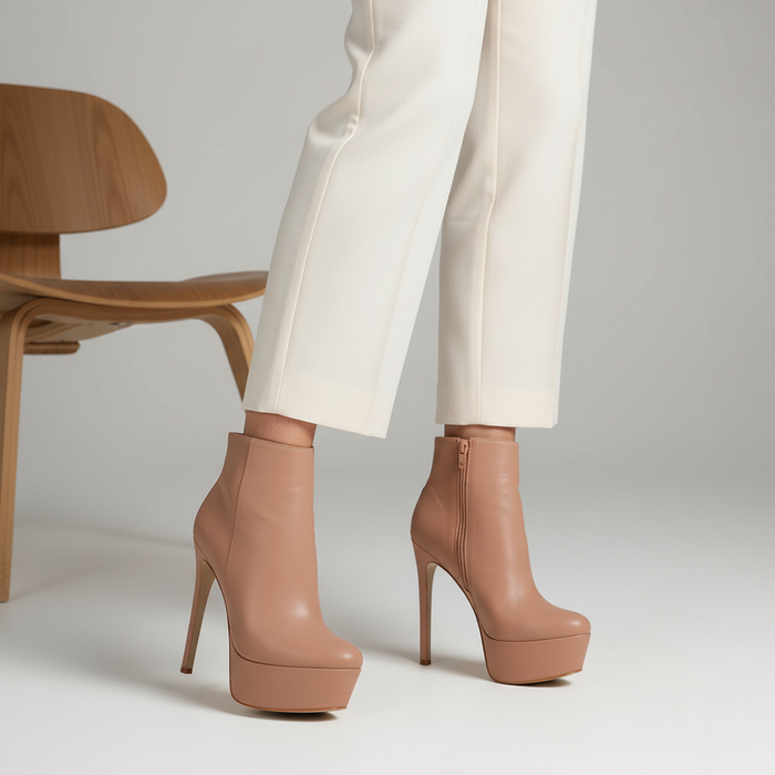 Eloah Boot Nude Leather worn by a model