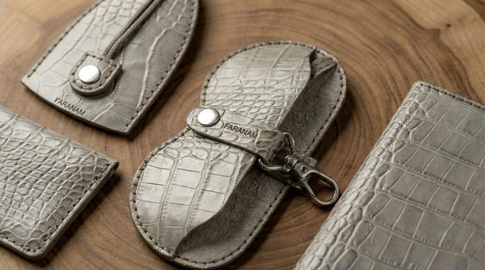 Farasa Leather Gift Set; wallet, bifold wallet, keychain, sunglasses cover, Hand-stitched Faranam