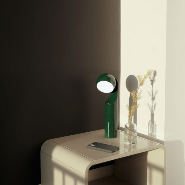Fine Lumens Mono Reading Lamp – Cordless LED Reading Lamp & Portable Bedside Light, 13.5" H, Forest Green
