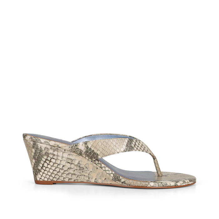 Gianna Wedge Thong Sandal Snake Leather