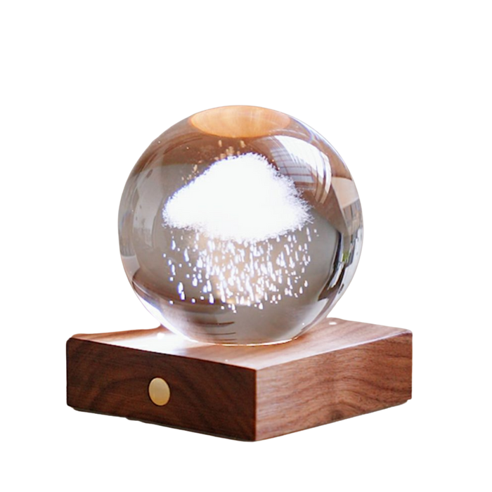 Gingko Design Amber Crystal Light 3D Laser-Engraved - Rain Cloud