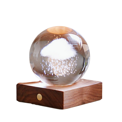 Gingko Design Amber Crystal Light 3D Laser-Engraved - Rain Cloud