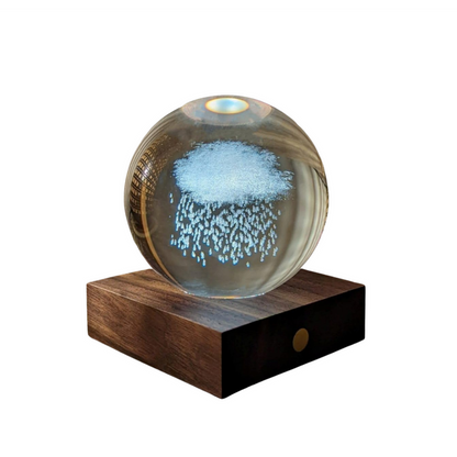 Gingko Design Amber Crystal Light 3D Laser-Engraved - Rain Cloud