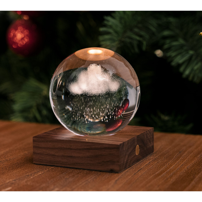 Gingko Design Amber Crystal Light 3D Laser-Engraved - Rain Cloud