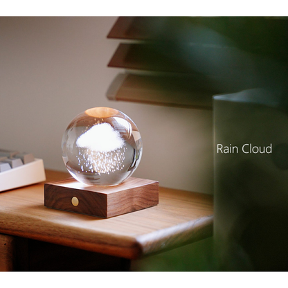 Gingko Design Amber Crystal Light 3D Laser-Engraved - Rain Cloud