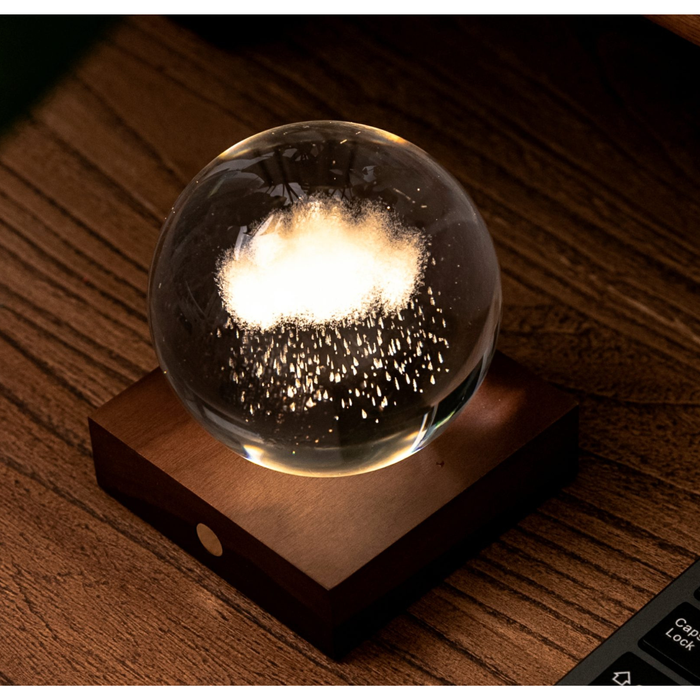 Gingko Design Amber Crystal Light 3D Laser-Engraved - Rain Cloud