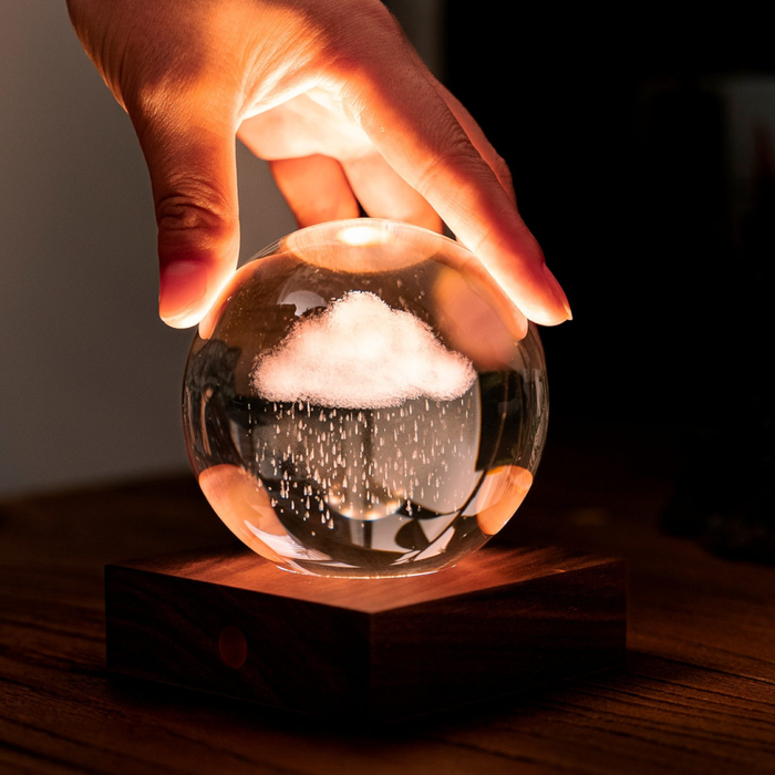 Gingko Design Amber Crystal Light 3D Laser-Engraved - Rain Cloud