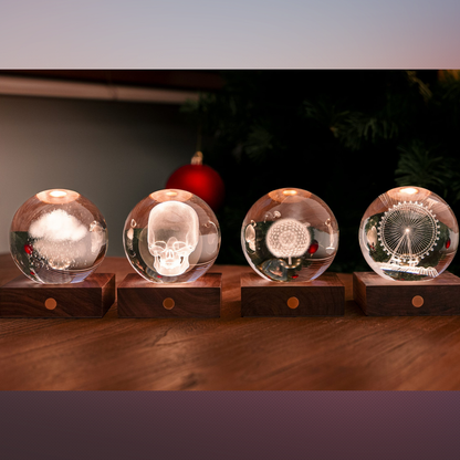 Gingko Design Amber Crystal Light 3D Laser-Engraved - Rain Cloud