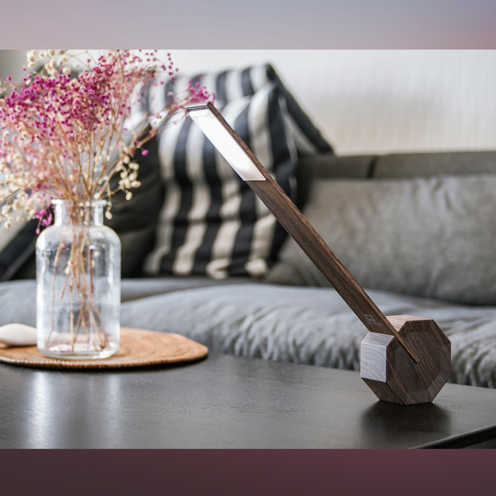 Gingko Design Octagon One Portable Desk Light Rechargeable LED - Walnut