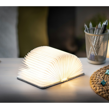 Gingko Design Smart Book Light Linen Fabric Rechargeable LED - Urban Mini Grey