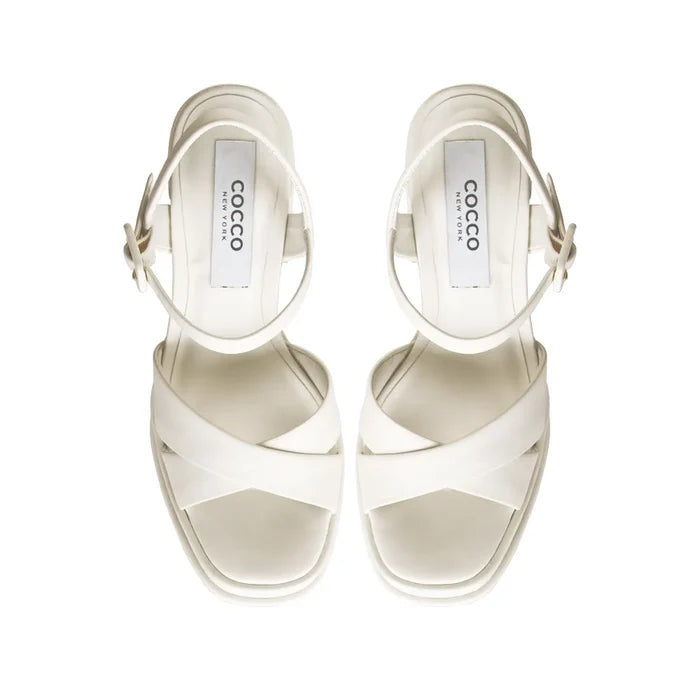 Hanna Platform Sandal Leather White, view 4