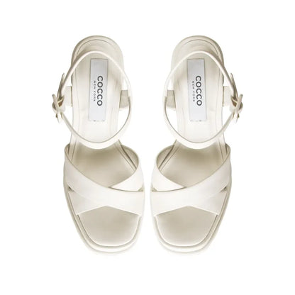 Hanna Platform Sandal Leather White, view 4