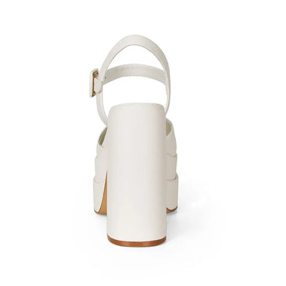 Hanna Platform Sandal Leather White, view 5
