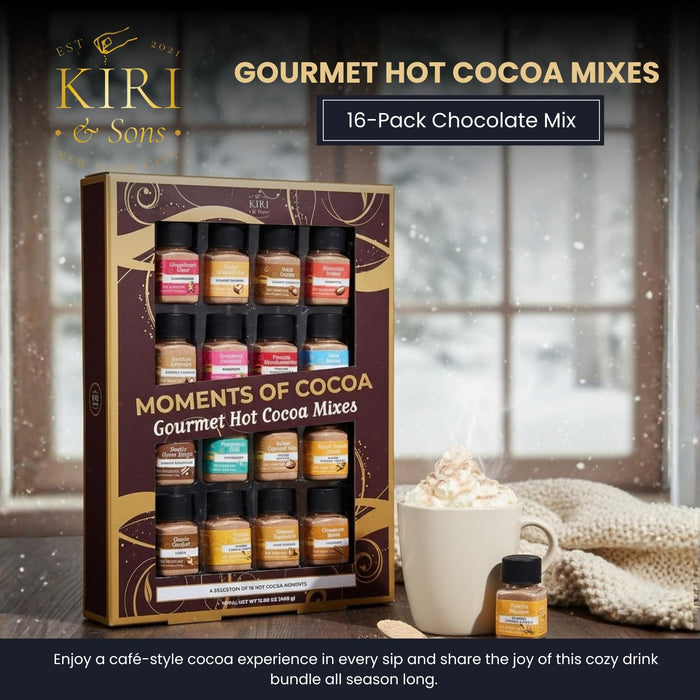 Hot Chocolate Mix Gift Set – 16 Mini Bottle Cocoa Sampler