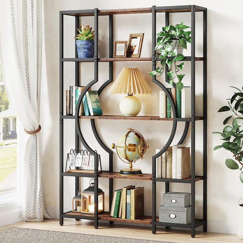 Industrial 5-Tier Bookshelf for Home Office, Modern Bookcase Shelving Unit