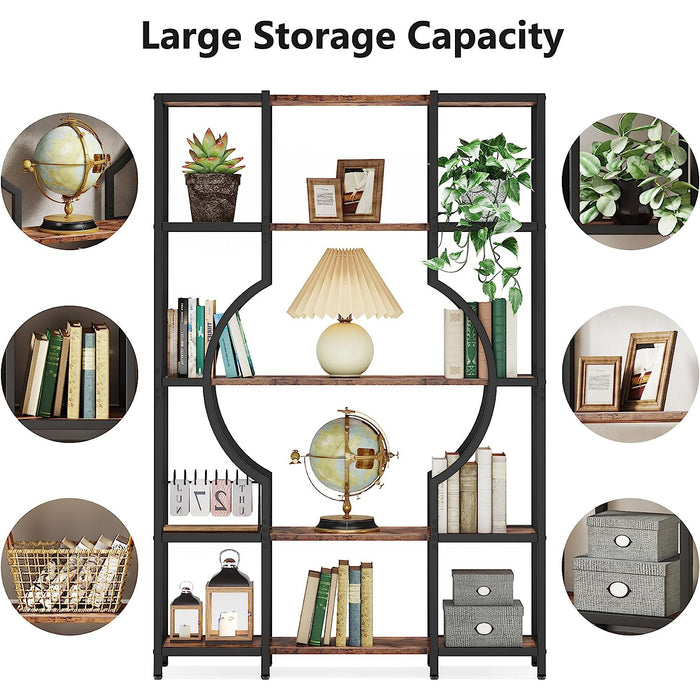 Industrial 5-Tier Bookshelf for Home Office, Modern Bookcase Shelving Unit