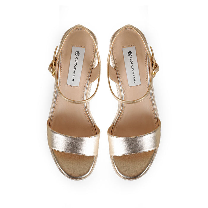 Isabela Platform Gold Leather, view 4