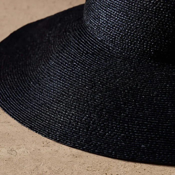 Janessa Leone Felix Bucket Raffia Straw Crochet Hat Packable Travel Bucket Hat – Black (Small)