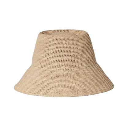 Janessa Leone Felix Women’s Raffia Straw Crochet Packable Hat – Natural (XL)