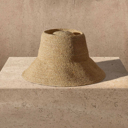 Janessa Leone Felix Women’s Raffia Straw Crochet Packable Hat – Natural (XL)