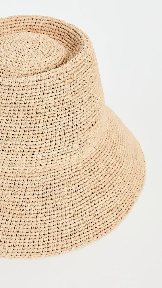 Janessa Leone Felix Women’s Raffia Straw Crochet Packable Hat – Natural (XL)