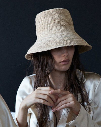 Janessa Leone Felix Women’s Raffia Straw Crochet Packable Hat – Natural (XL)
