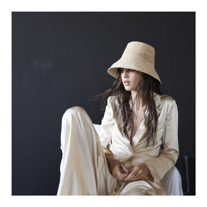 Janessa Leone Felix Women’s Raffia Straw Crochet Packable Hat – Natural (XL)