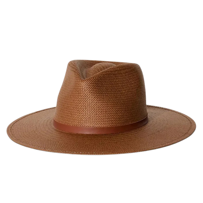 Janessa Leone Sherman Fedora Straw Hat Monochromatic – Brown (Small)
