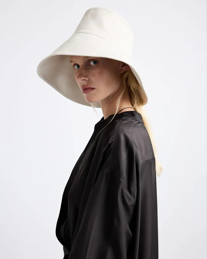 Janessa Leone Walker Bucket Organic Cotton Travel Hat – Off White (Medium)