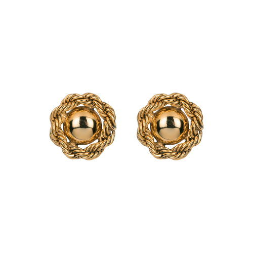 Jennifer Behr Caryann Gold Stud Earrings – Chain-Wrapped Design, One Size