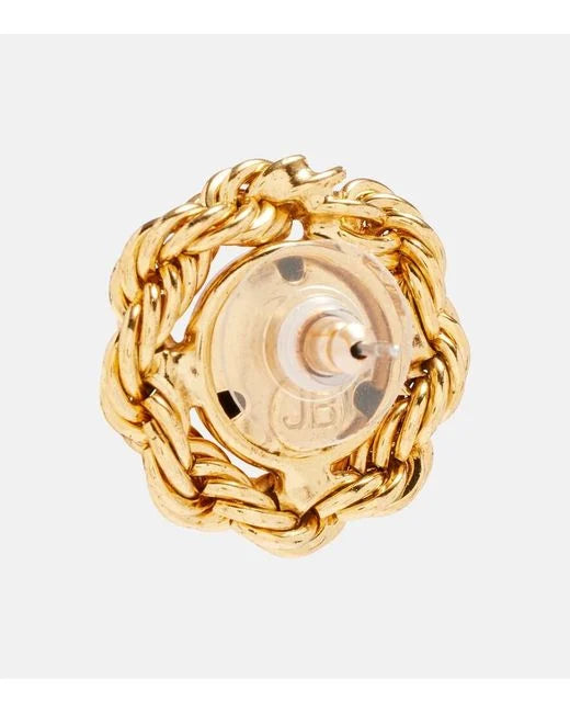 Jennifer Behr Caryann Gold Stud Earrings – Chain-Wrapped Design, One Size