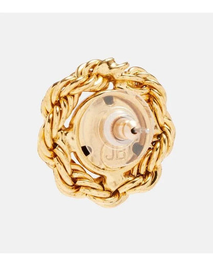 Jennifer Behr Caryann Gold Stud Earrings – Chain-Wrapped Design, One Size