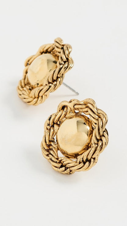 Jennifer Behr Caryann Gold Stud Earrings – Chain-Wrapped Design, One Size