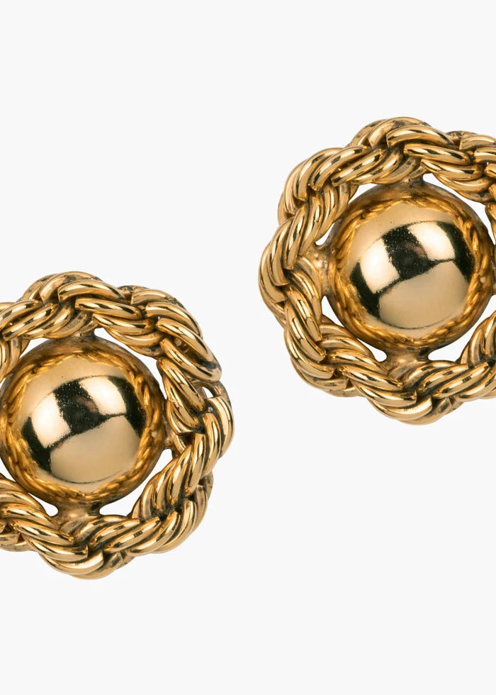 Jennifer Behr Caryann Gold Stud Earrings – Chain-Wrapped Design, One Size