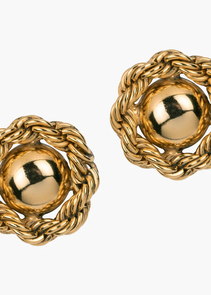 Jennifer Behr Caryann Gold Stud Earrings – Chain-Wrapped Design, One Size