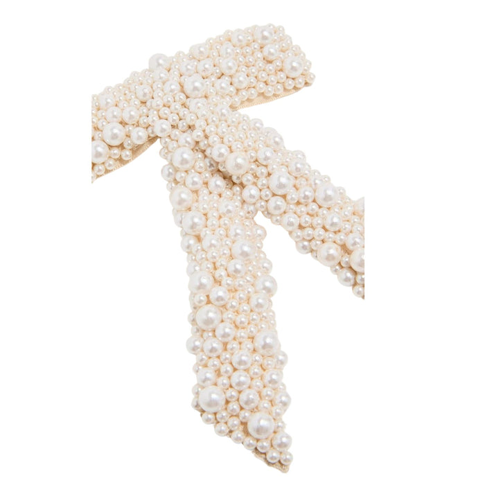 Jennifer Behr Donna Pearl Bridal Bow Barrette – Ivory Swarovski Pearl Hair Bow Clip, One Size