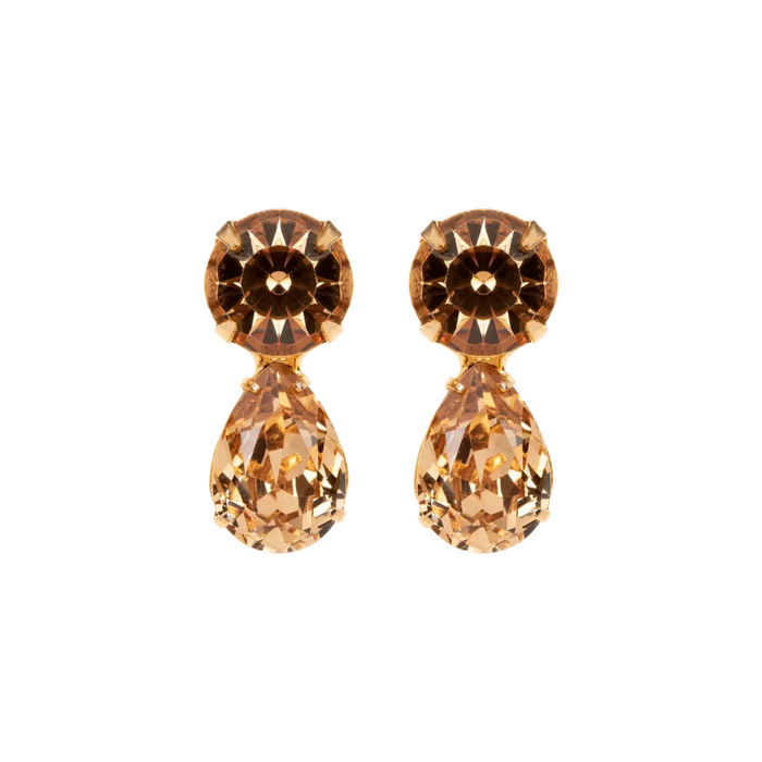 Jennifer Behr Pamina Gold Drop Earrings – Champagne Crystal Pearl Cut Earrings, One Size