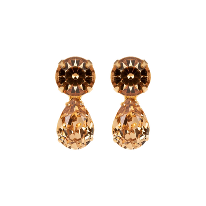 Jennifer Behr Pamina Gold Drop Earrings – Champagne Crystal Pearl Cut Earrings, One Size