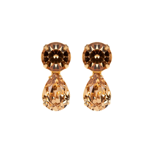 Jennifer Behr Pamina Gold Drop Earrings – Champagne Crystal Pearl Cut Earrings, One Size