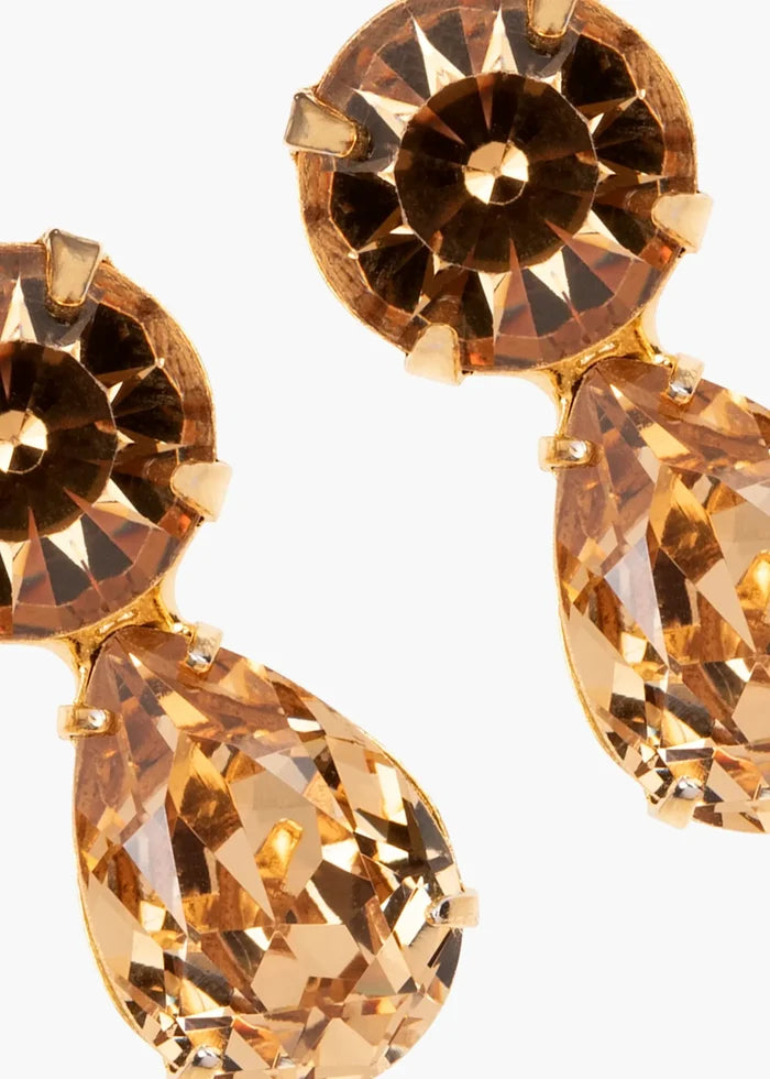 Jennifer Behr Pamina Gold Drop Earrings – Champagne Crystal Pearl Cut Earrings, One Size