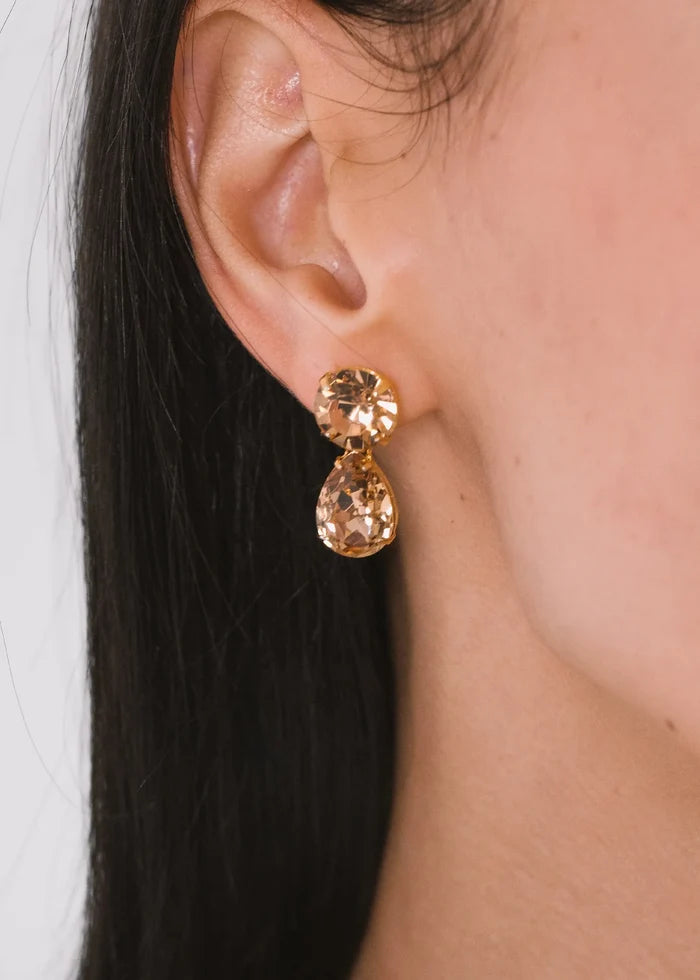 Jennifer Behr Pamina Gold Drop Earrings – Champagne Crystal Pearl Cut Earrings, One Size