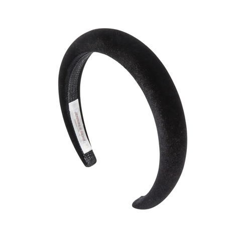 Jennifer Behr Tori Velvet Headband – Black Silk Velvet Hair Band, One Size