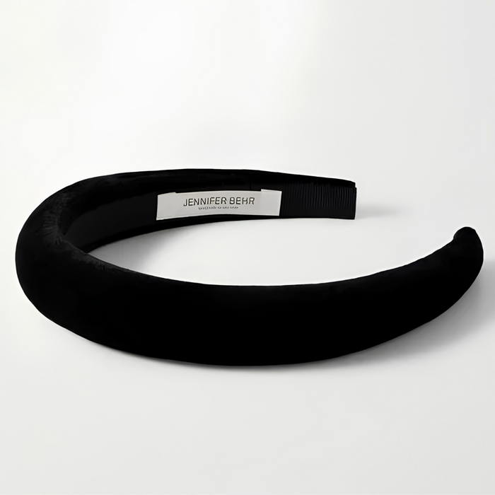 Jennifer Behr Tori Velvet Headband – Black Silk Velvet Hair Band, One Size